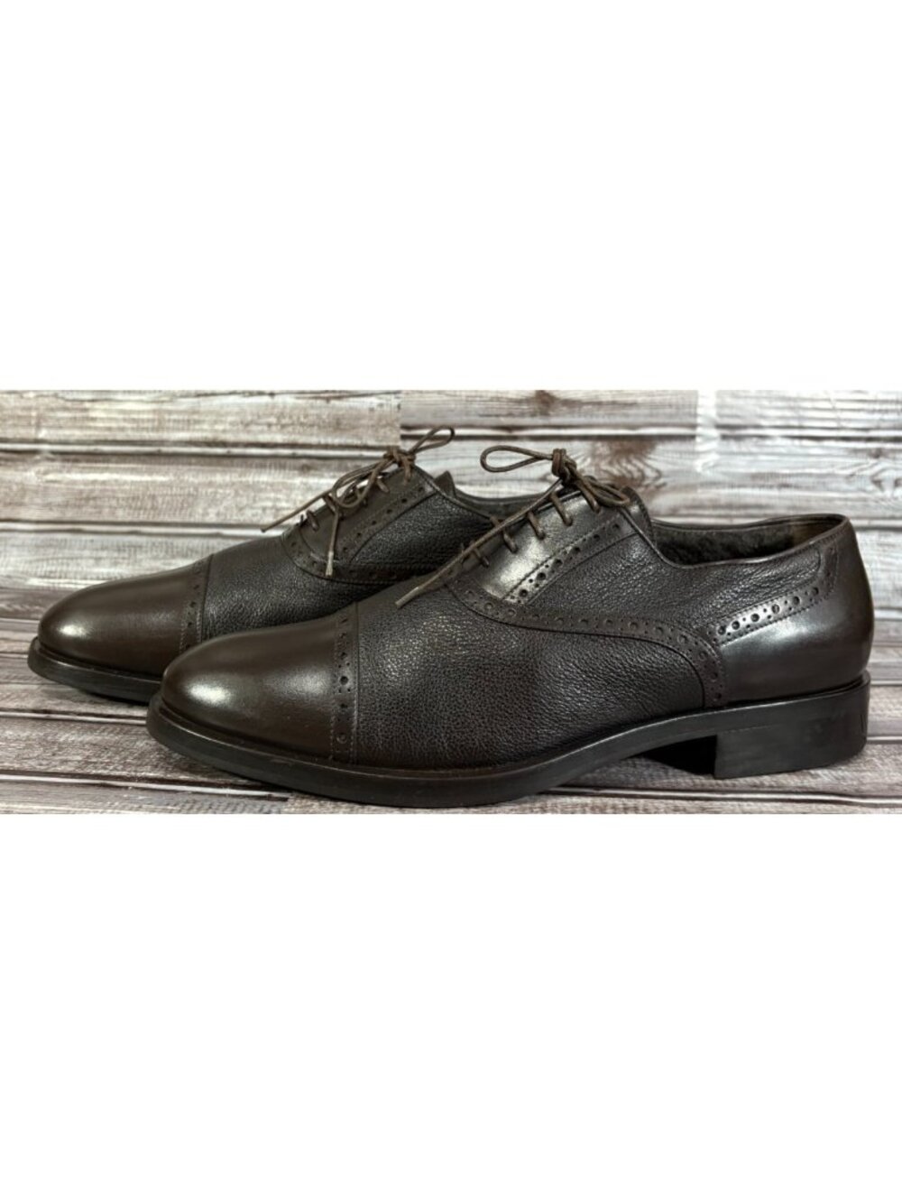 Giorgio Armani Shearling Lined Leather Toe Cap Dress Shoes size 44 US 11 Italy